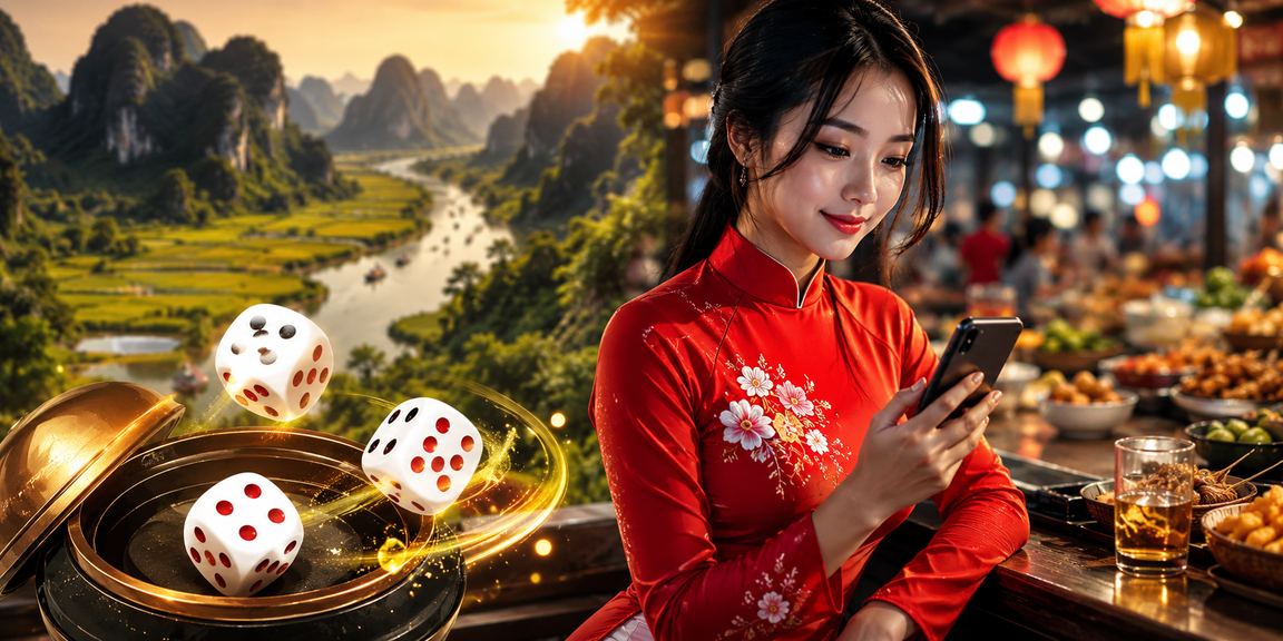 Người chơi Ninh Bình mặc áo dài thử vận may với trò xúc xắc tài xỉu – không khí lễ hội sôi động